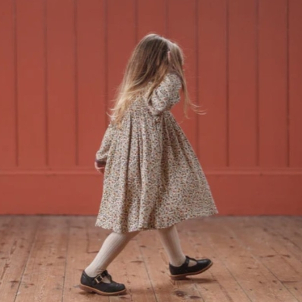 Floral Long-Sleeve Kids Casual Dress - Picture 2 of 4